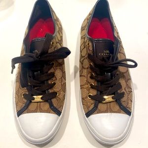 Coach Logo Fabric & Leather Sneakers